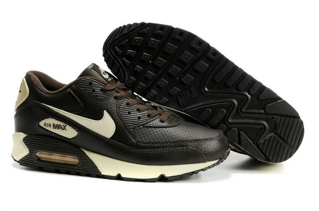 Womens Nike Air Max 90 Shoes Dark Brown Beige - Click Image to Close